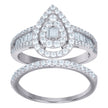 925 Sterling Silver Womens Baguette Cubic-Zirconia Teardrop Duo Ring Set Size 7 - SLV-111537