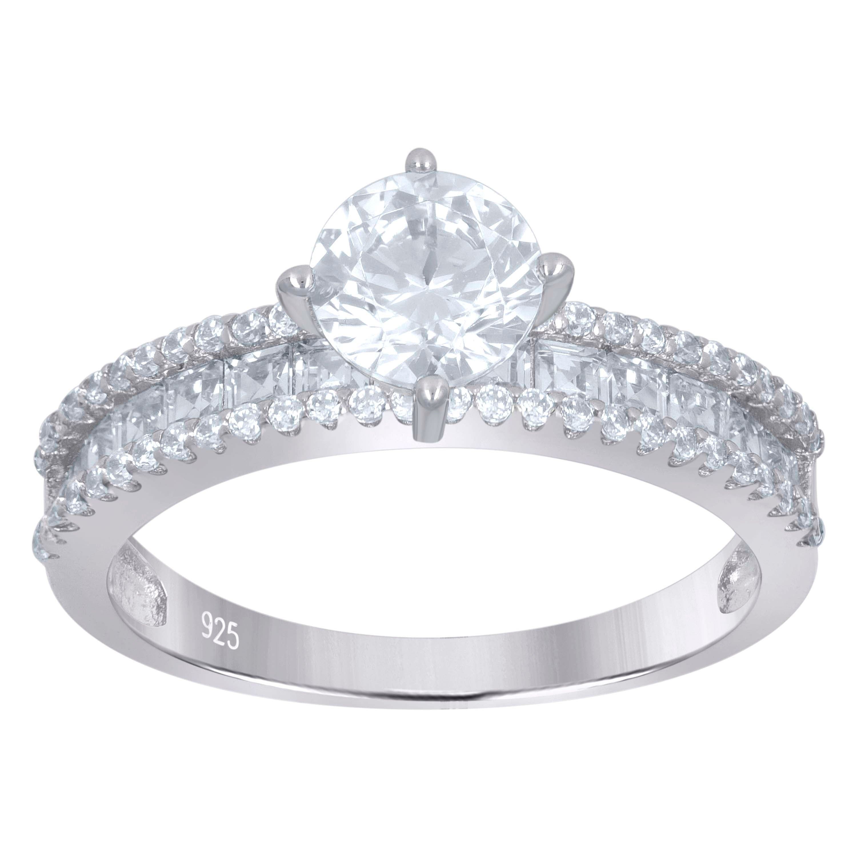 925 Sterling Silver Womens Princess-Cut Solitaire Cubic-Zirconia Engagement Ring Size 9 - SLV-111587