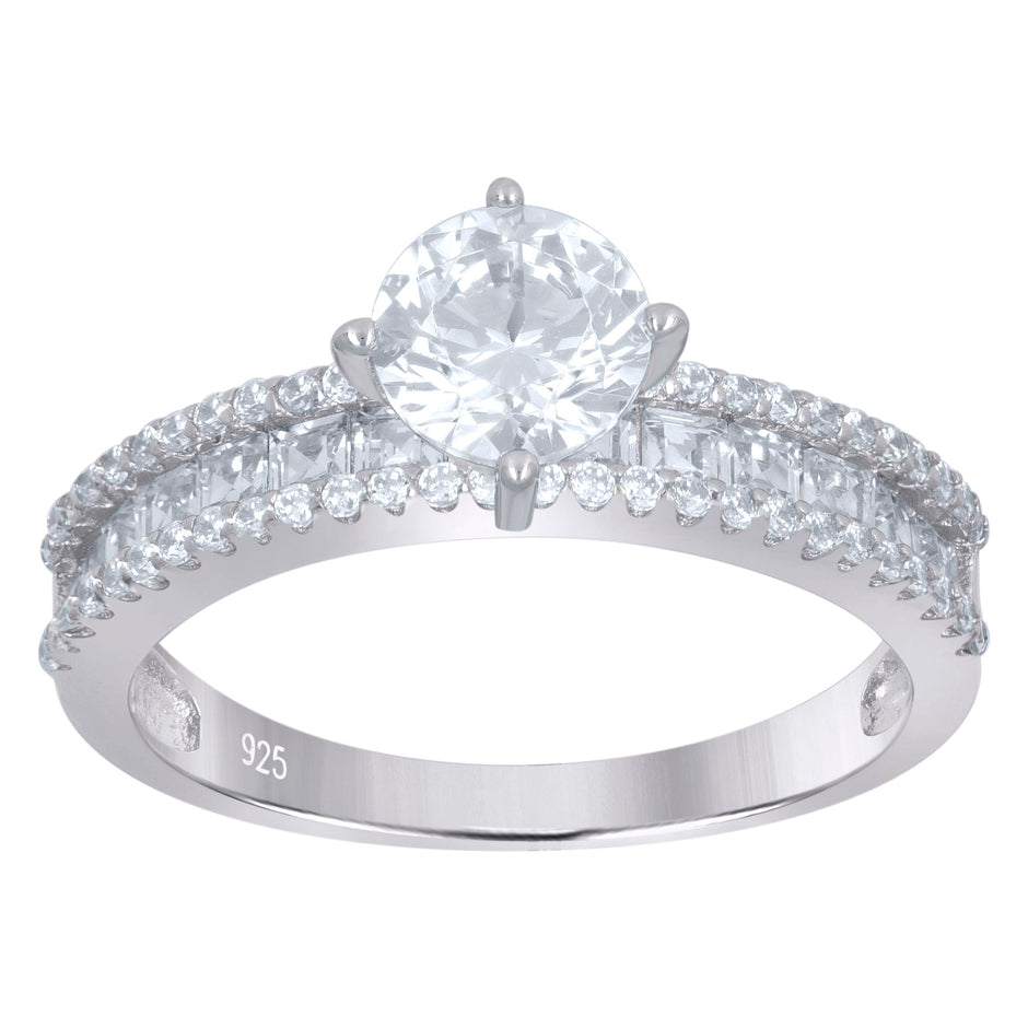 925 Sterling Silver Womens Princess-Cut Solitaire Cubic-Zirconia Engagement Ring Size 9 - SLV-111587
