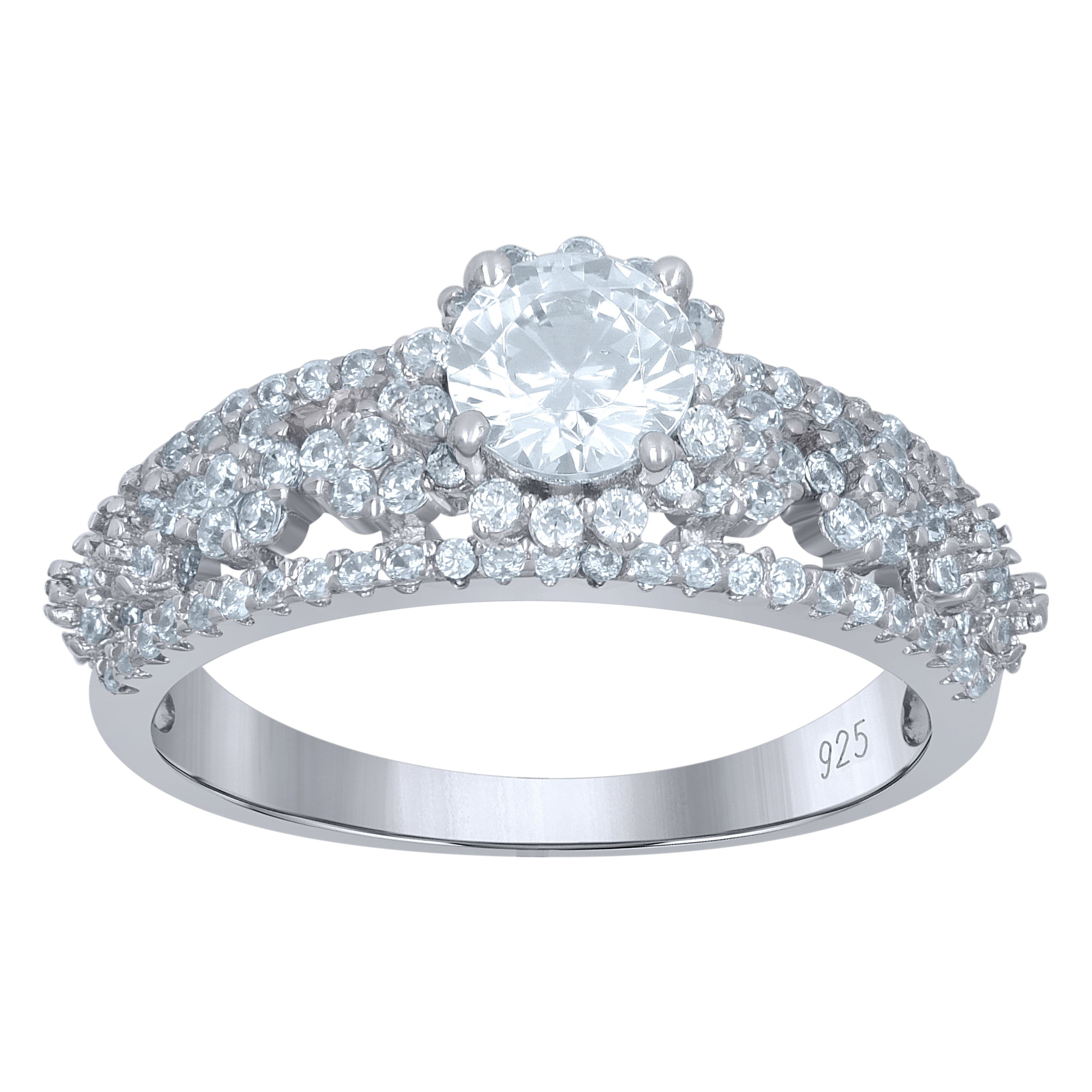 925 Sterling Silver Womens Solitaire Cubic-Zirconia Engagement Ring Size 6 - SLV-111596