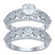 925 Sterling Silver Womens Cubic-Zirconia Flower Duo Ring Set Size 7 - SLV-111602