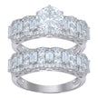 925 Sterling Silver Womens Baguette Cubic-Zirconia Duo Ring Set Size 10 - SLV-111617