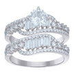 925 Sterling Silver Womens Baguette Cubic-Zirconia Duo Ring Set Size 7 - SLV-111620