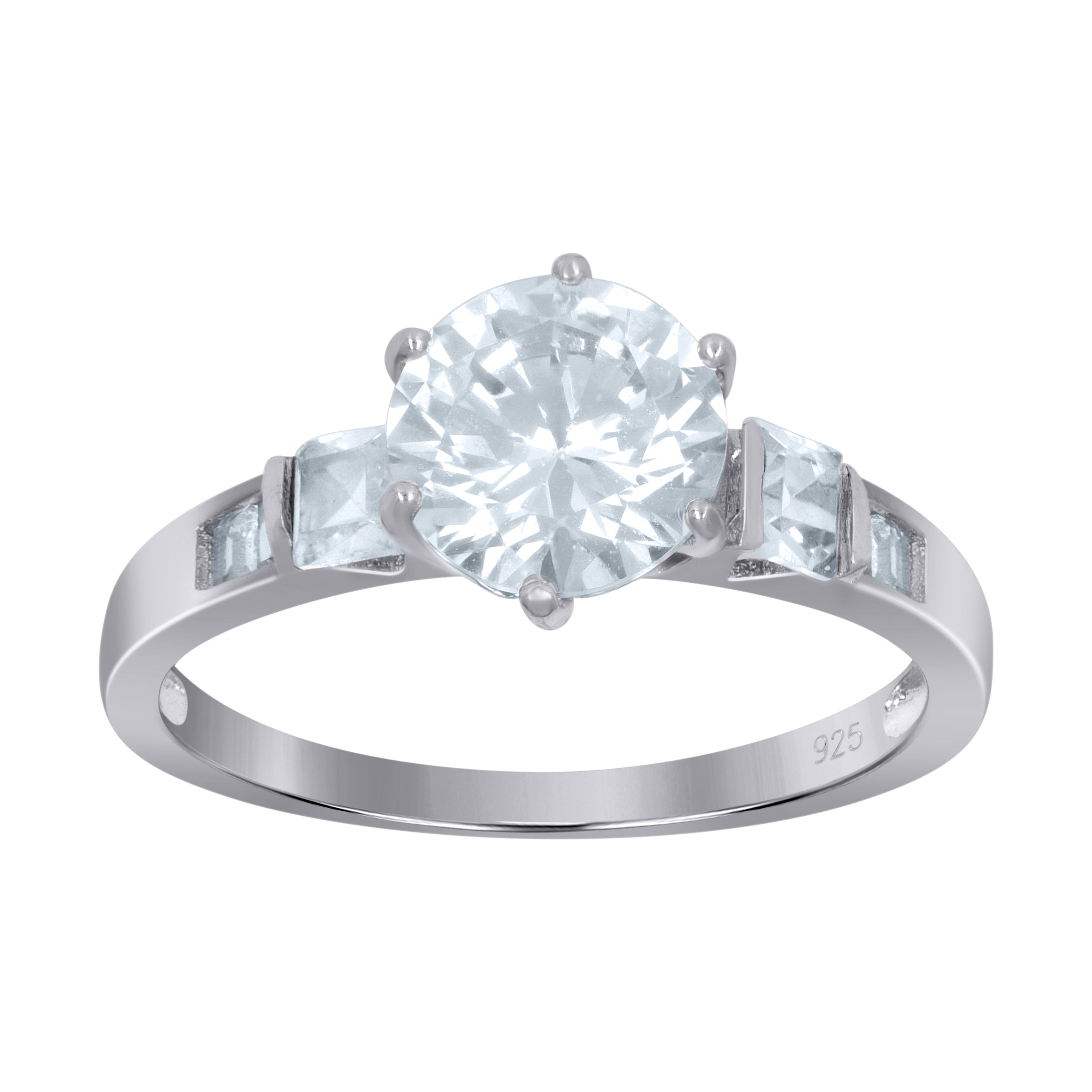 925 Sterling Silver Womens Princess-Cut Solitaire Cubic-Zirconia Engagement Ring Size 9 - SLV-111629