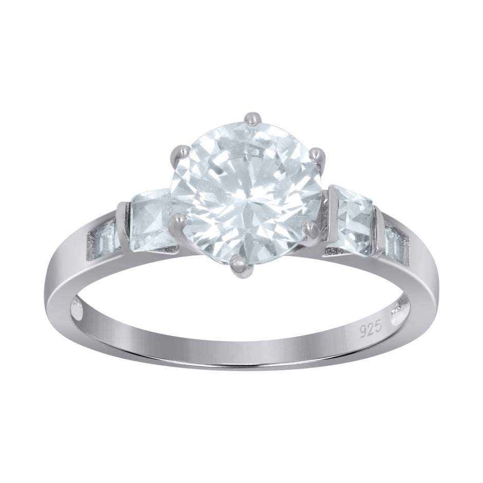 925 Sterling Silver Womens Princess-Cut Solitaire Cubic-Zirconia Engagement Ring Size 9 - SLV-111629