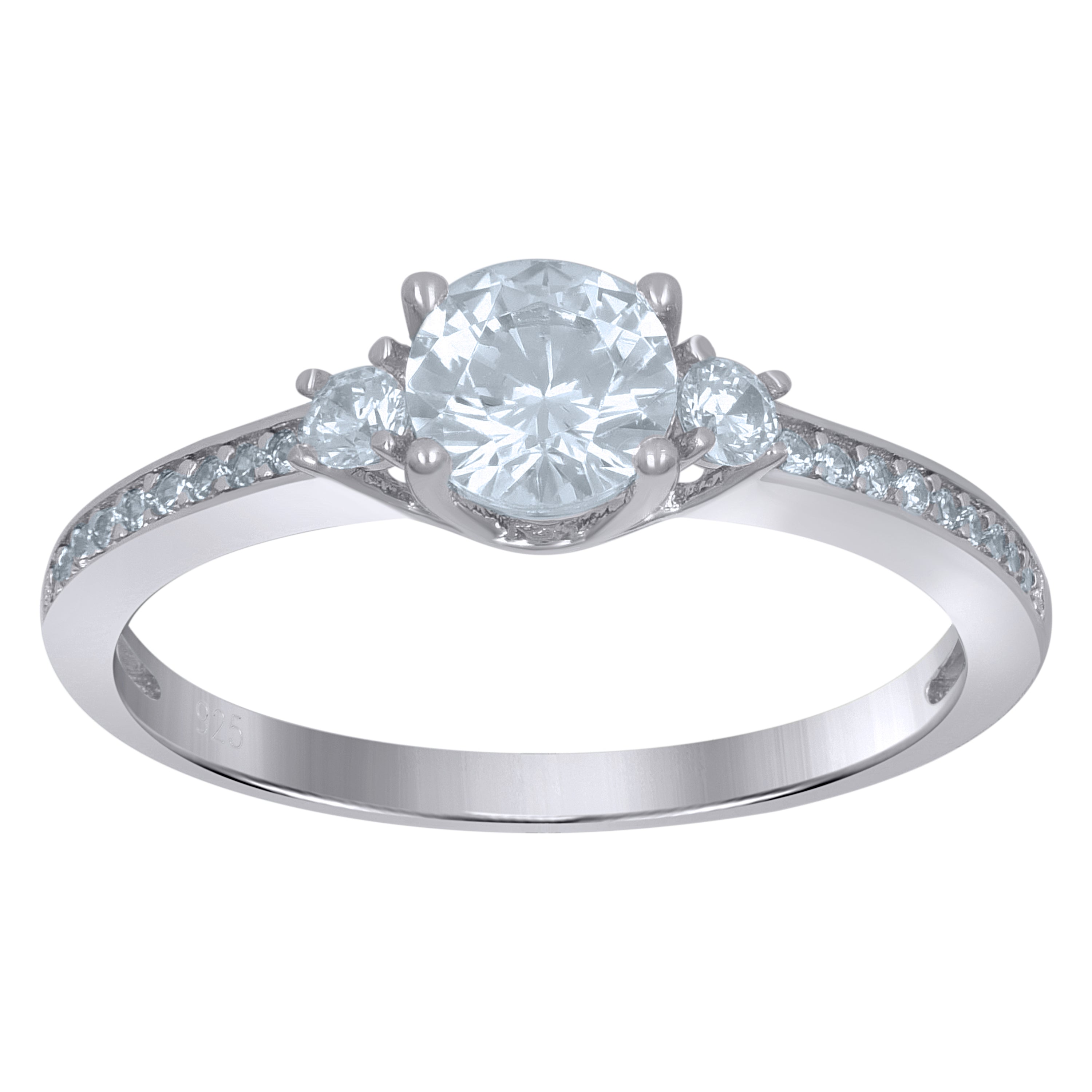 925 Sterling Silver Womens Solitaire Cubic-Zirconia Engagement Ring Size 6 - SLV-111644