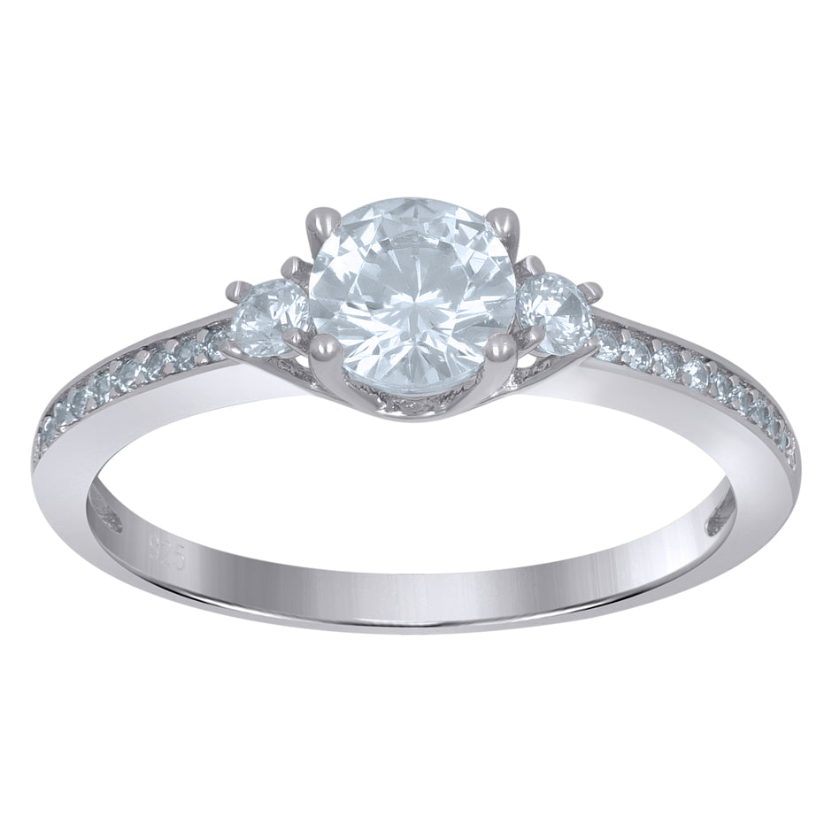 925 Sterling Silver Womens Solitaire Cubic-Zirconia Engagement Ring Size 8 - SLV-111646