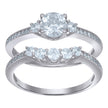 925 Sterling Silver Womens Cubic-Zirconia Duo Ring Set Size 7 - SLV-111650
