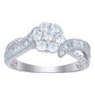 925 Sterling Silver Womens Baguette Solitaire Cubic-Zirconia Flower Engagement Ring Size 7 - SLV-111663