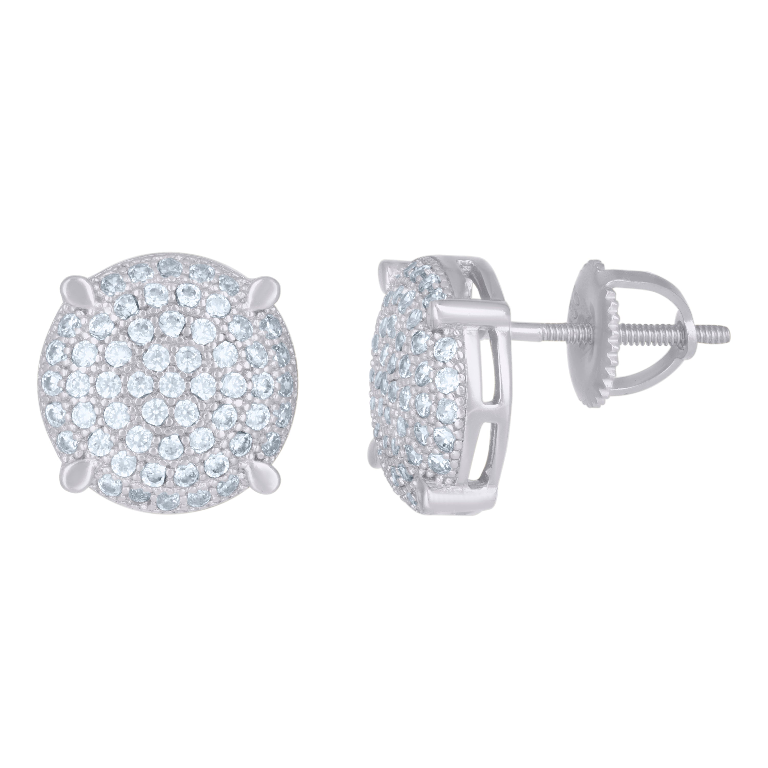 925 Sterling Silver Mens Cubic-Zirconia Fashion Stud Earrings