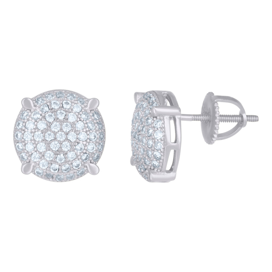 925 Sterling Silver Mens Cubic-Zirconia Fashion Stud Earrings