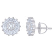 925 Sterling Silver Mens Baguette Round Cubic-Zirconia Fashion Stud Earrings