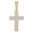 925 Sterling Silver Yellow-Tone Mens Round & Baguette Cubic-Zirconia Cross Religious Charm Pendant