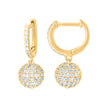 925 Sterling Silver Yellow-Tone Unisex Cubic-Zirconia Ball Endless Dangle Hoop Earrings
