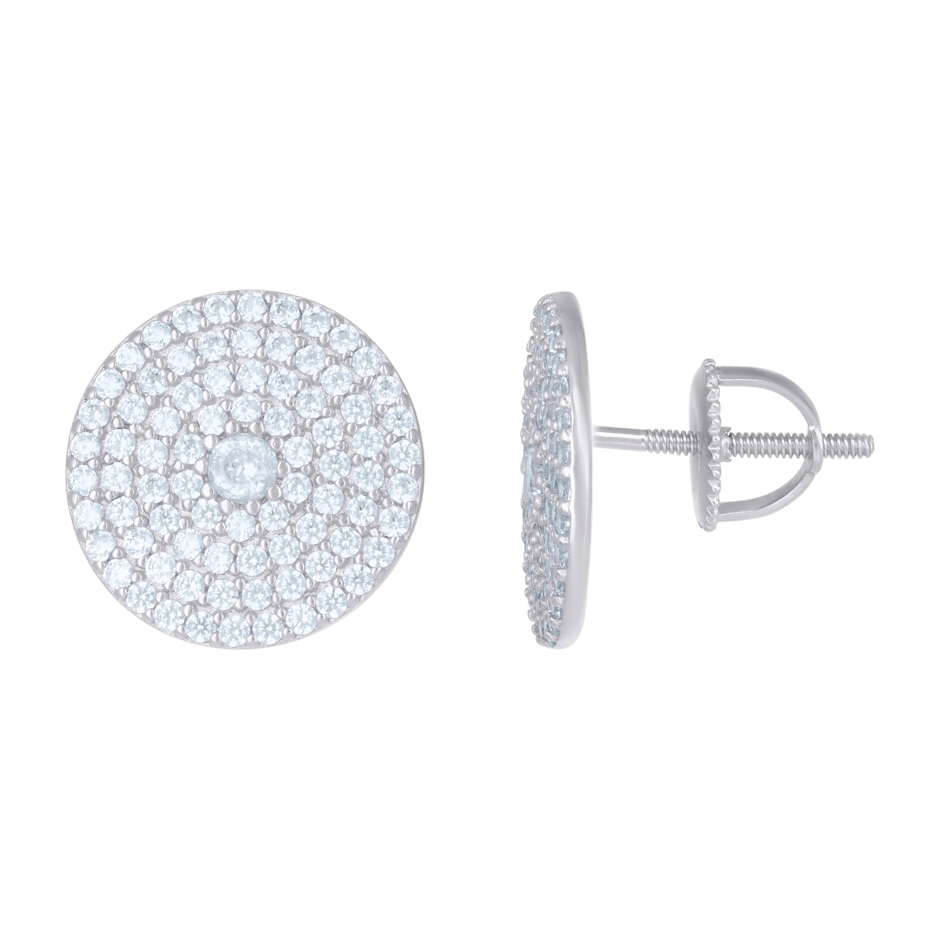 925 Sterling Silver Mens Cubic-Zirconia Fashion Stud Earrings