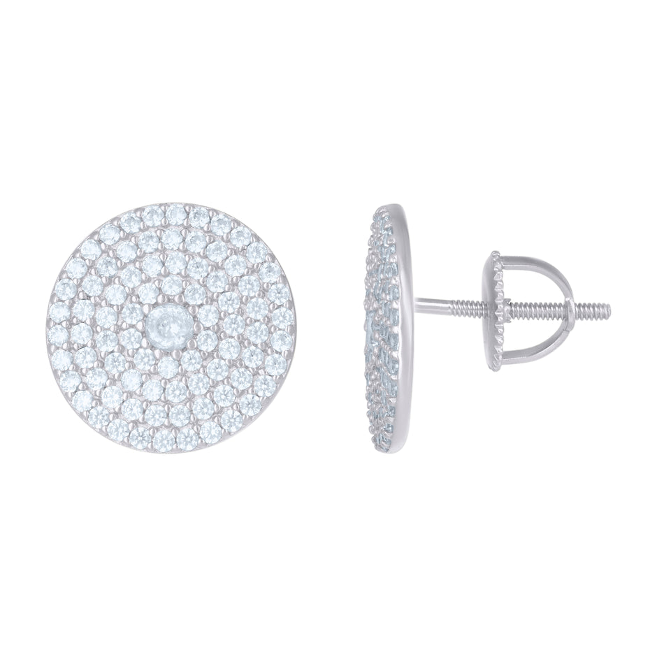 925 Sterling Silver Mens Cubic-Zirconia Fashion Stud Earrings
