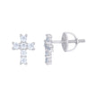 925 Sterling Silver Womens Cubic-Zirconia Cross Religious Stud Earrings