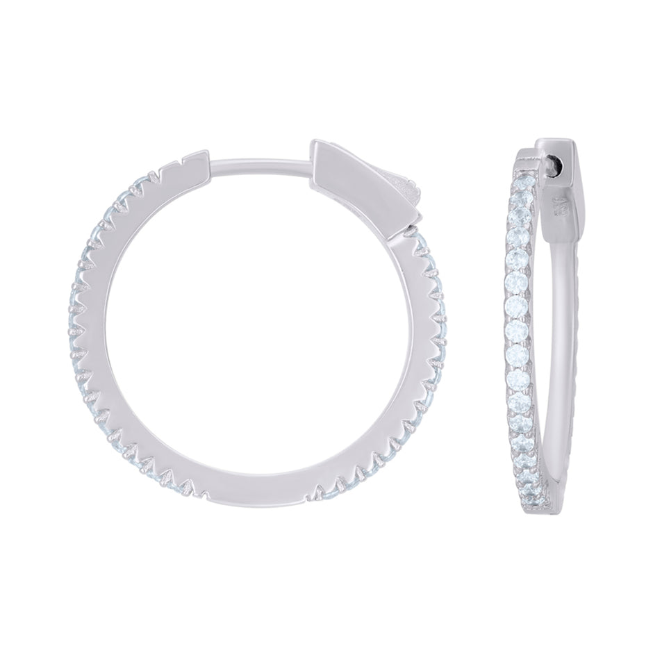 925 Sterling Silver Womens Cubic-Zirconia Single Row Endless Hoop Earrings