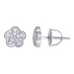 925 Sterling Silver Womens Cubic-Zirconia Flower Fashion Stud Earrings