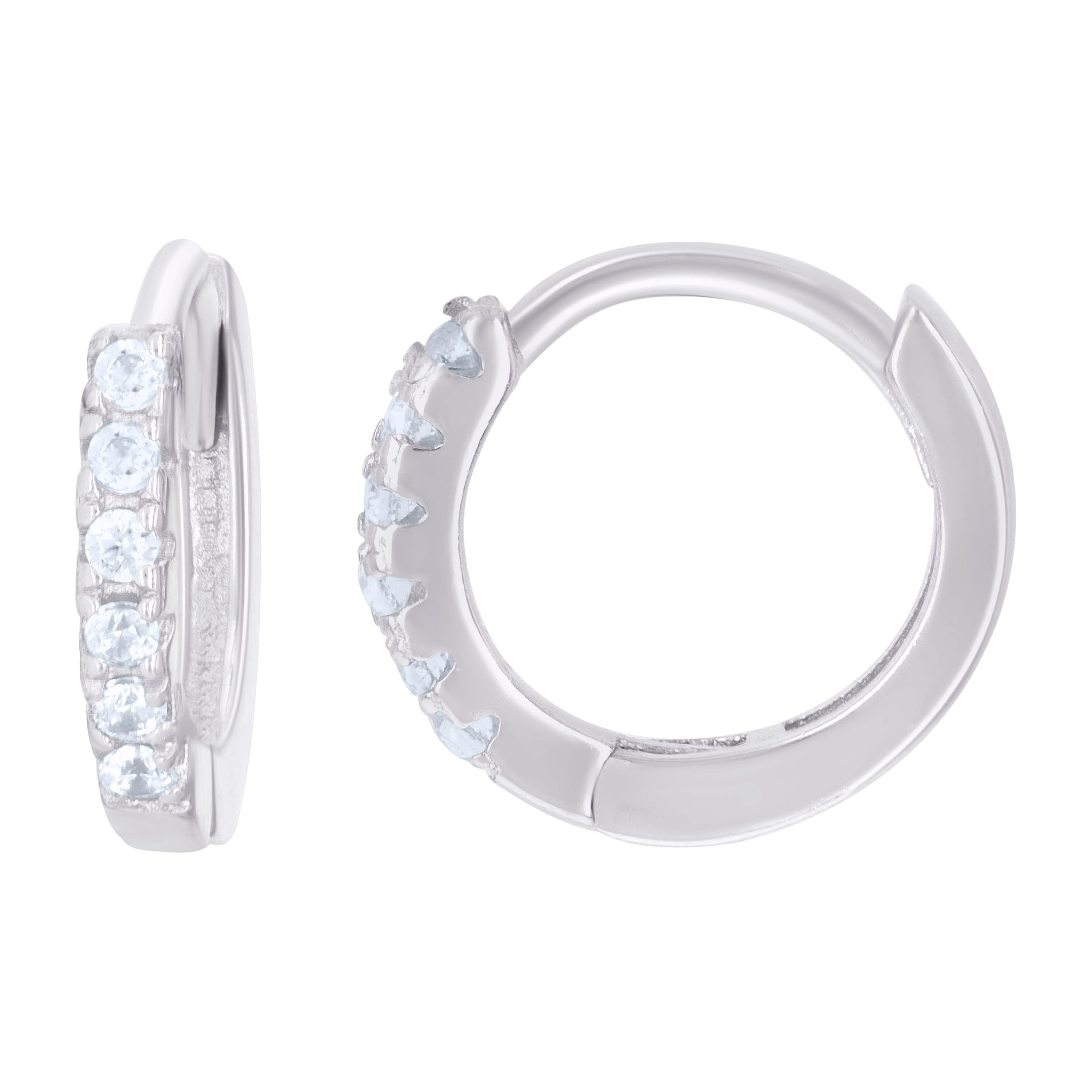 925 Sterling Silver Womens Cubic-Zirconia Single Row Endless Hoop Earrings