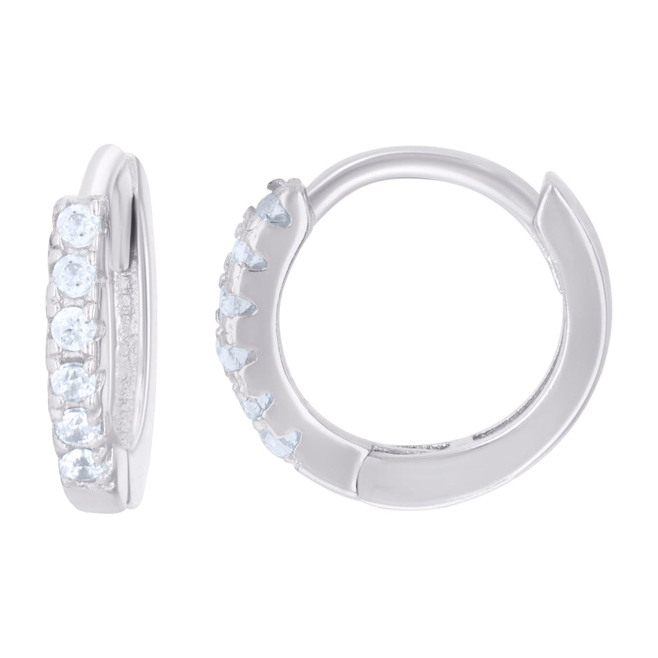 925 Sterling Silver Womens Cubic-Zirconia Single Row Endless Hoop Earrings