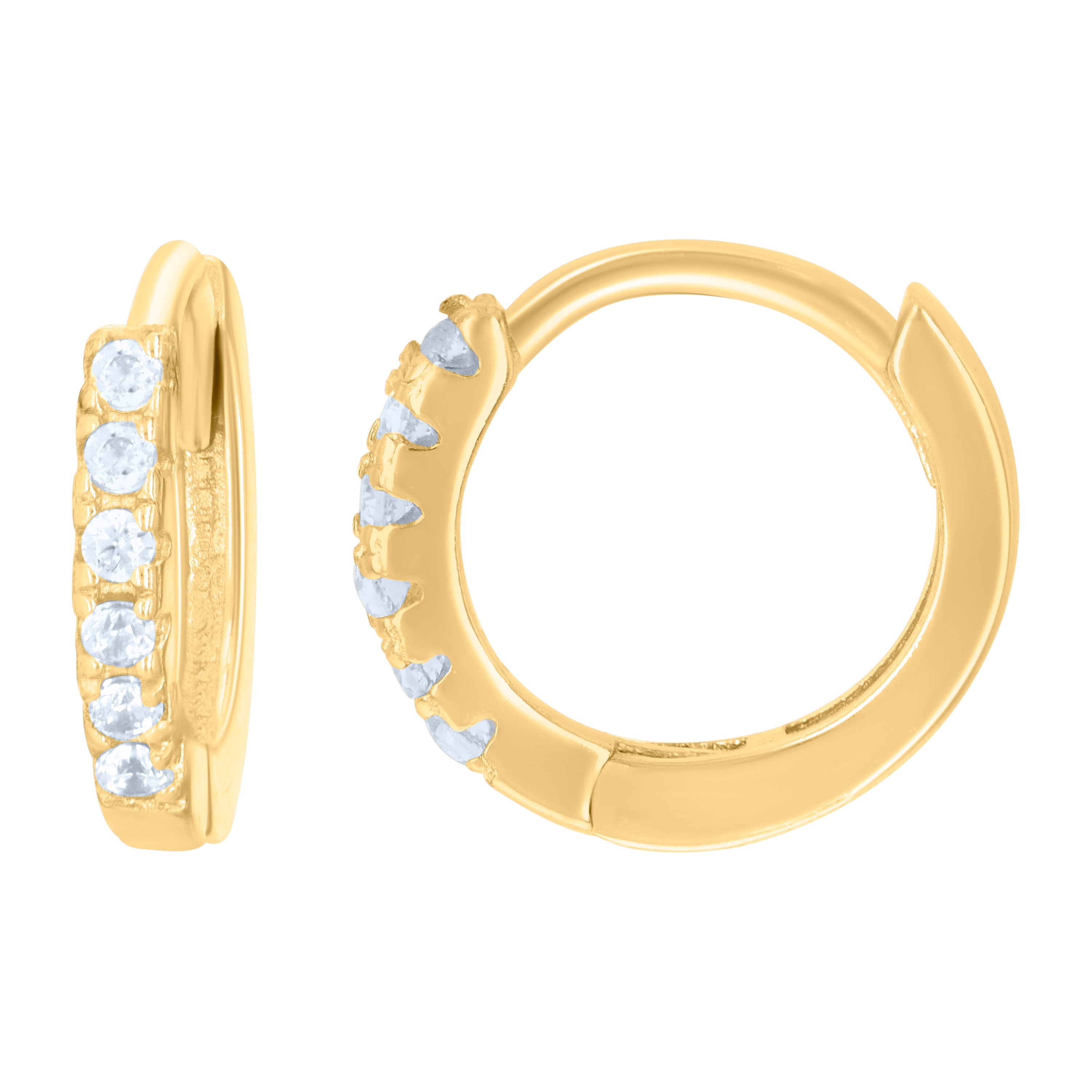 925 Sterling Silver Yellow-Tone Womens Cubic-Zirconia Single Row Endless Hoop Earrings
