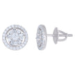 925 Sterling Silver Mens Baguette Round Cubic-Zirconia Fashion Stud Earrings