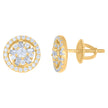 925 Sterling Silver Yellow-Tone Mens Baguette Round Cubic-Zirconia Fashion Stud Earrings