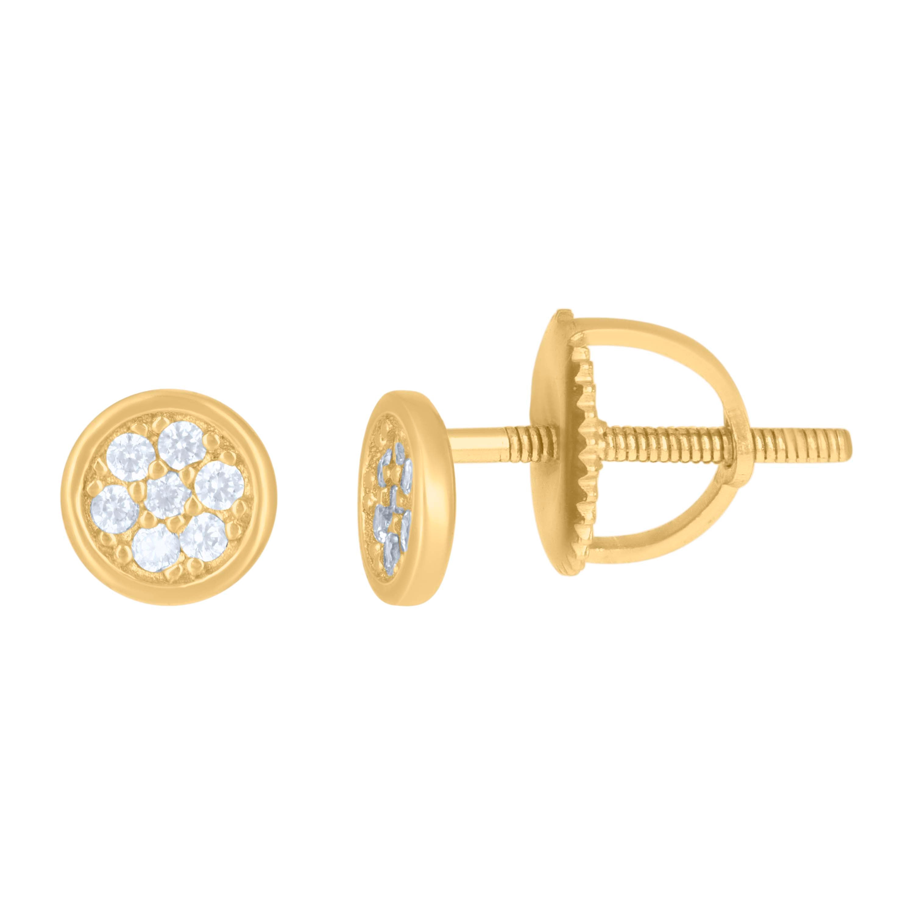 925 Sterling Silver Yellow-Tone Mens Cubic-Zirconia Fashion Stud Earrings