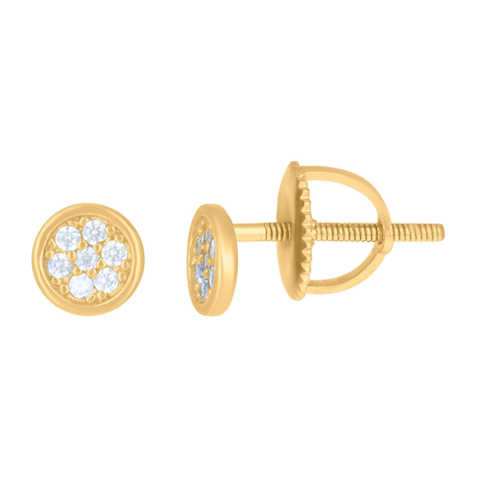 925 Sterling Silver Yellow-Tone Mens Cubic-Zirconia Fashion Stud Earrings