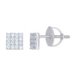 925 Sterling Silver Mens Cubic-Zirconia Square Stud Earrings