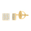 925 Sterling Silver Yellow-Tone Mens Cubic-Zirconia Square Stud Earrings
