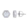 925 Sterling Silver Womens Cubic-Zirconia Octagon Fashion Stud Earrings
