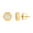 925 Sterling Silver Yellow-Tone Womens Cubic-Zirconia Octagon Fashion Stud Earrings