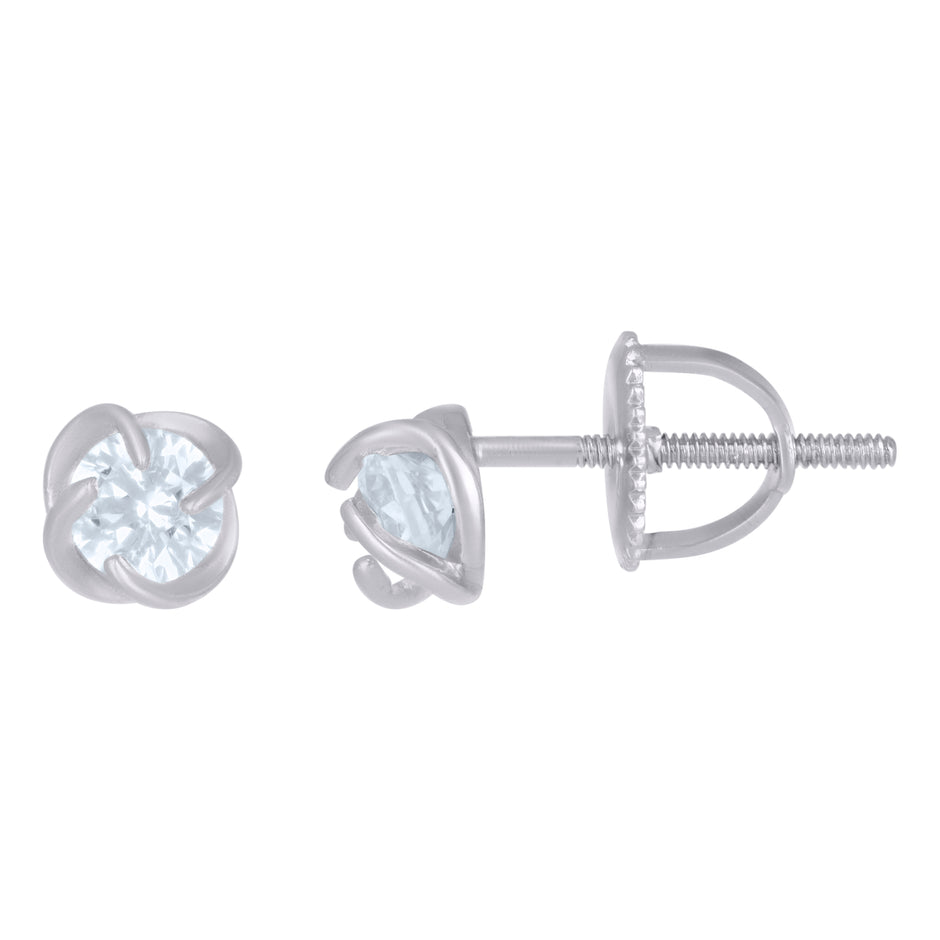 925 Sterling Silver Womens Cubic-Zirconia Flower Fashion Stud Earrings