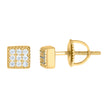 925 Sterling Silver Yellow-Tone Mens Cubic-Zirconia Square Stud Earrings