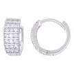 925 Sterling Silver Womens Cubic-Zirconia Triple Row Endless Hoop Earrings