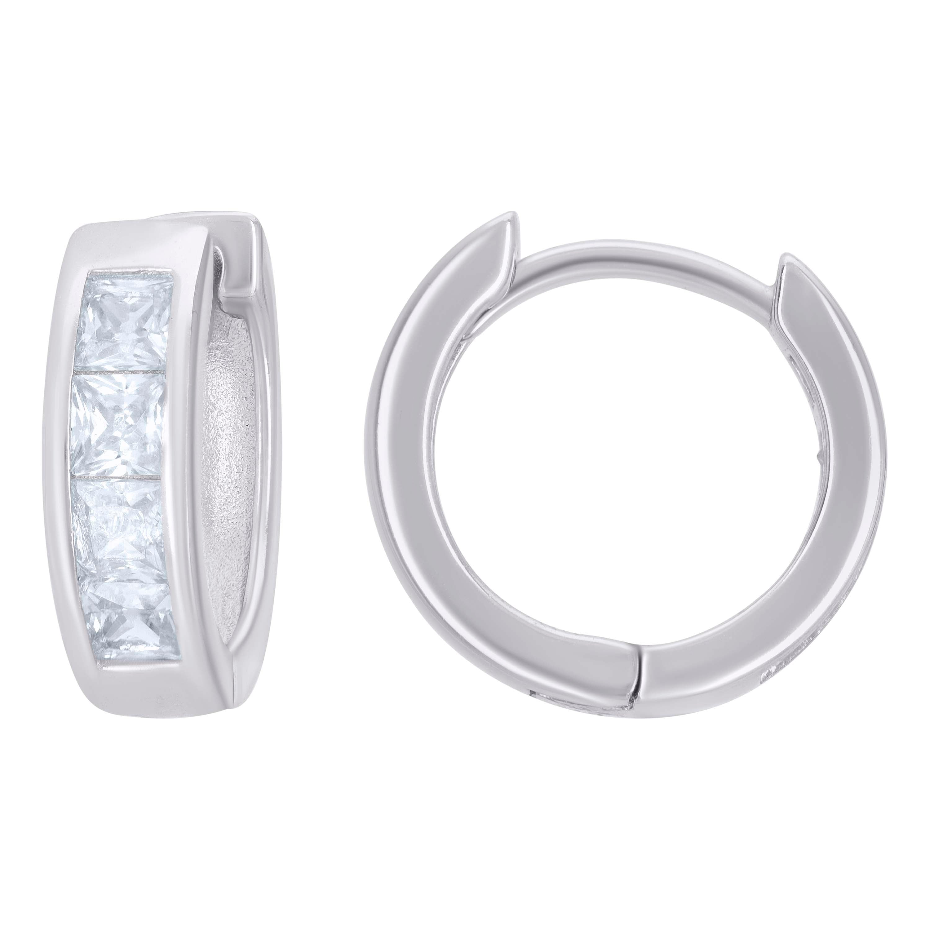 925 Sterling Silver Womens Princess-Cut Cubic-Zirconia Single Row Endless Hoop Earrings