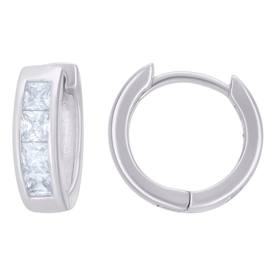 925 Sterling Silver Womens Princess-Cut Cubic-Zirconia Single Row Endless Hoop Earrings