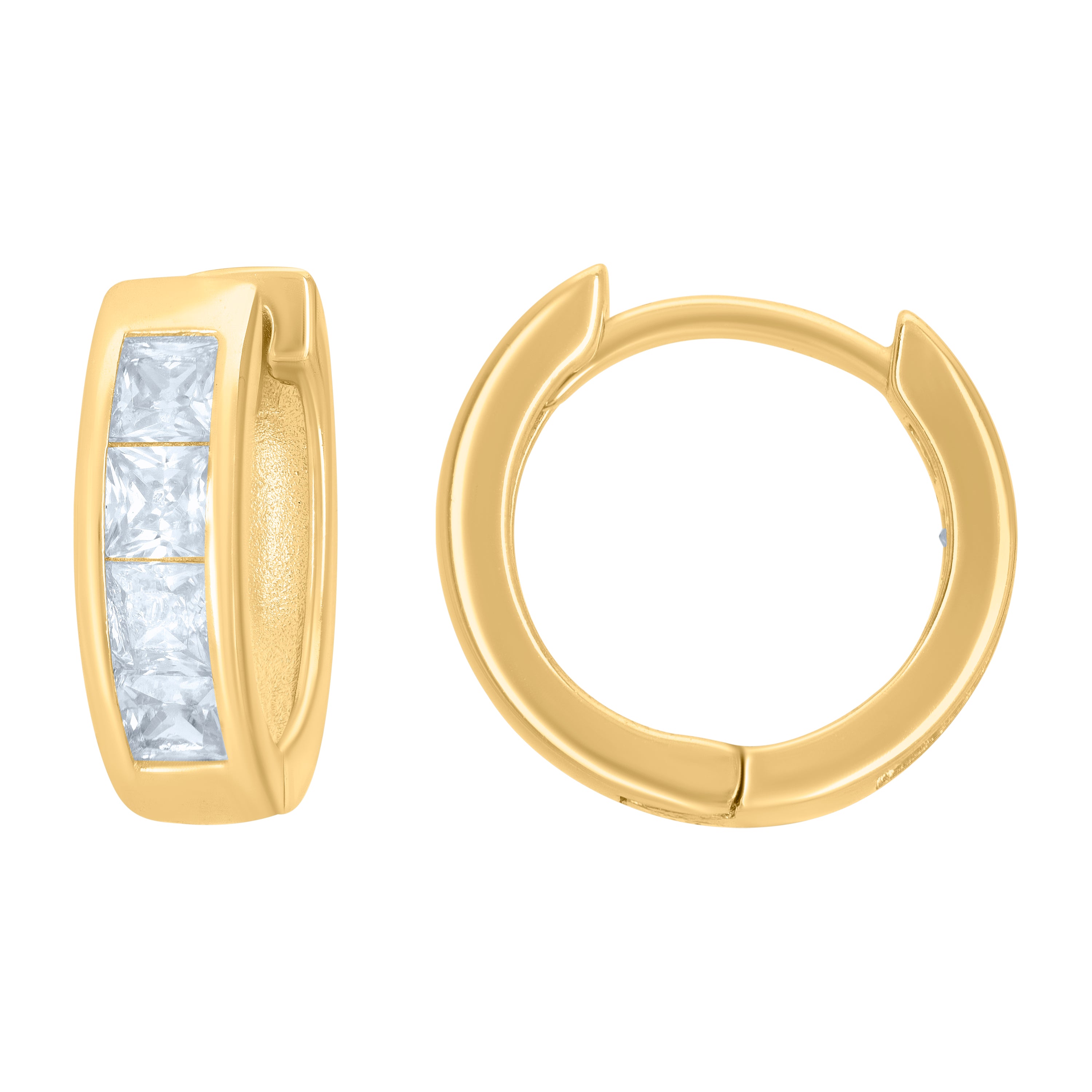 925 Sterling Silver Yellow-Tone Womens Princess-Cut Cubic-Zirconia Single Row Endless Hoop Earrings