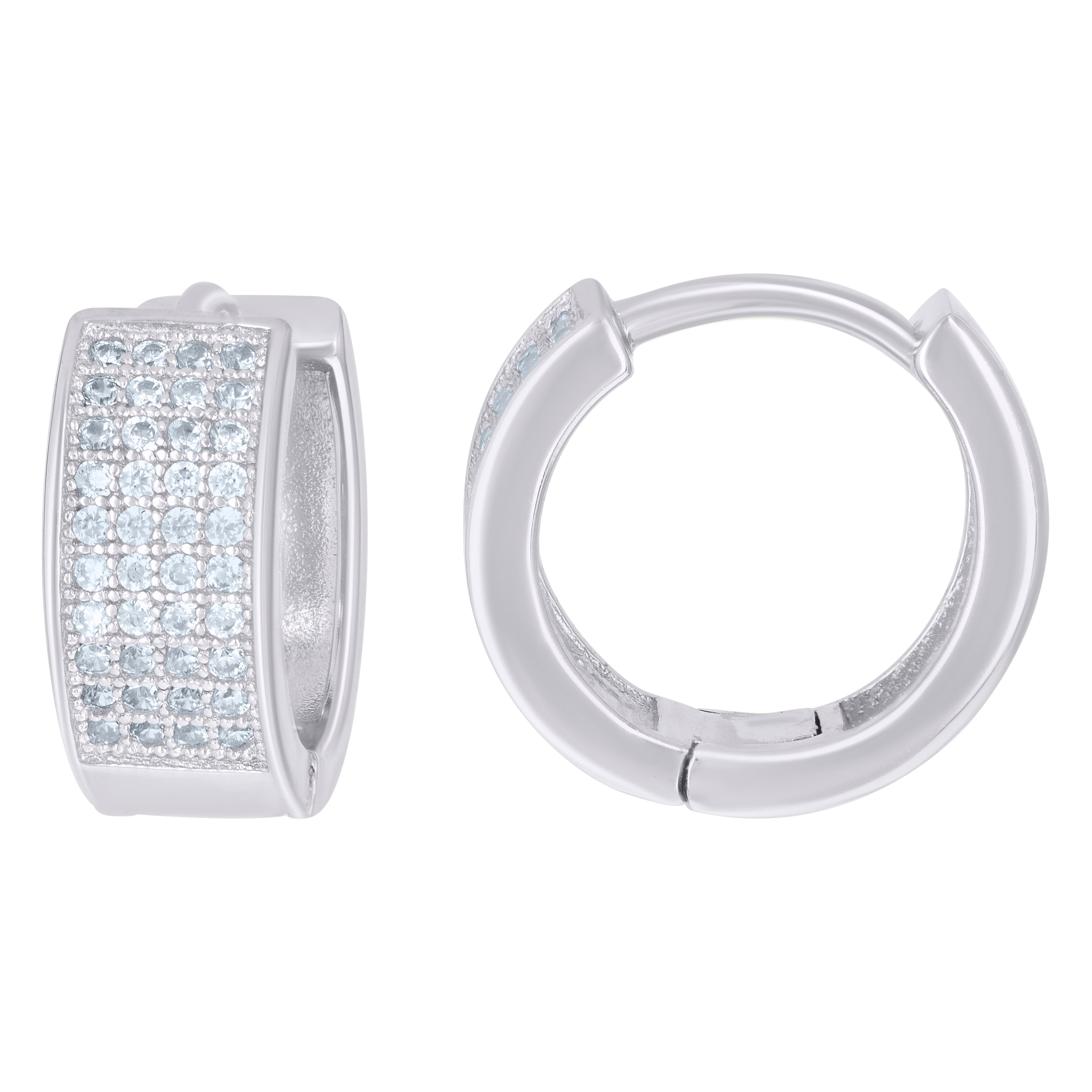 925 Sterling Silver Womens Cubic-Zirconia Four Row Endless Hoop Earrings