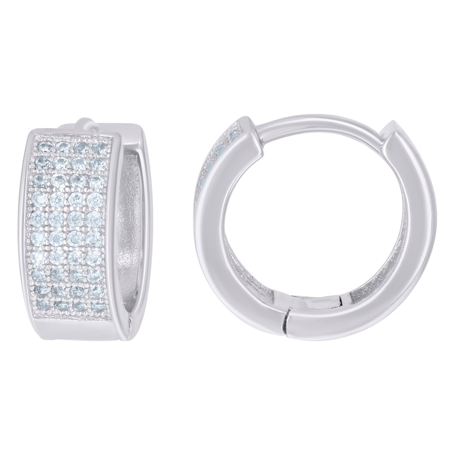 925 Sterling Silver Womens Cubic-Zirconia Four Row Endless Hoop Earrings