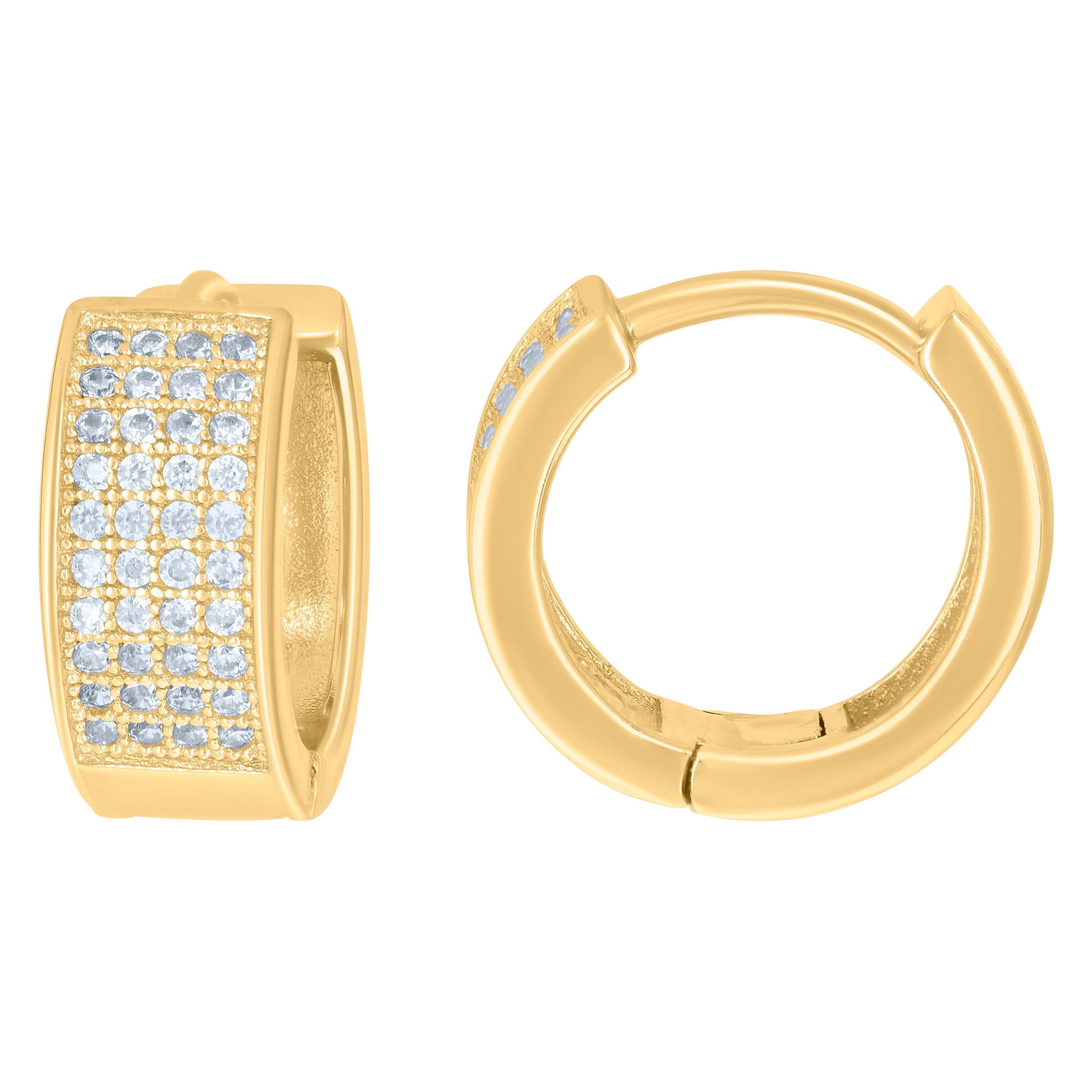 925 Sterling Silver Yellow-Tone Womens Cubic-Zirconia Four Row Endless Hoop Earrings