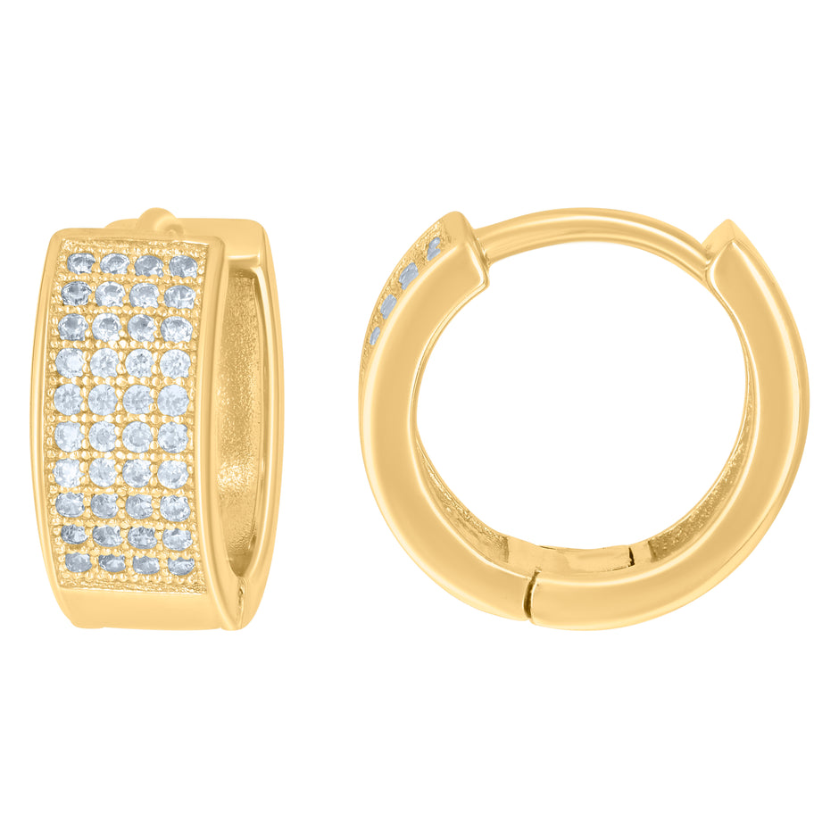 925 Sterling Silver Yellow-Tone Womens Cubic-Zirconia Four Row Endless Hoop Earrings