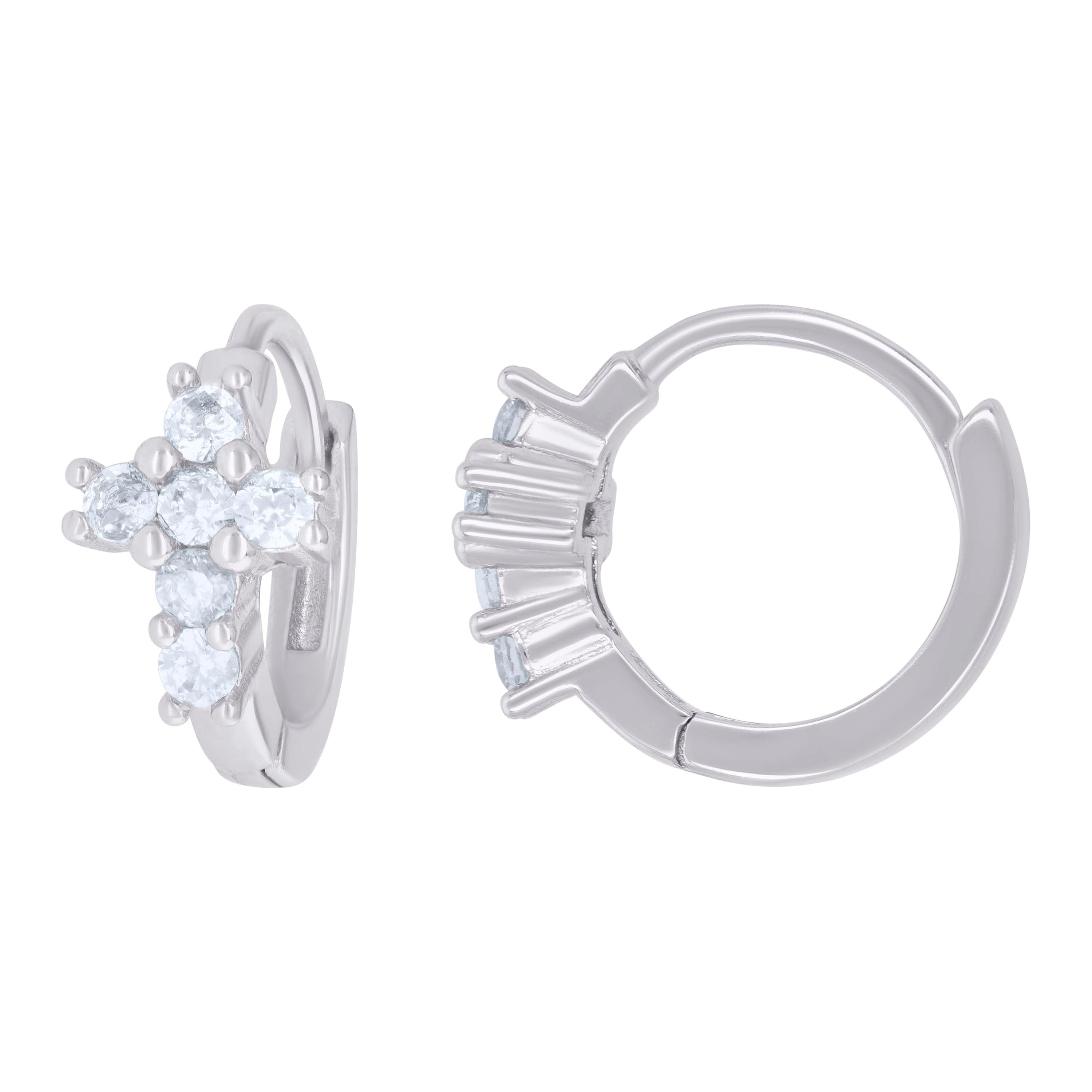 925 Sterling Silver Womens Cubic-Zirconia Cross Religious Endless Hoop Earrings
