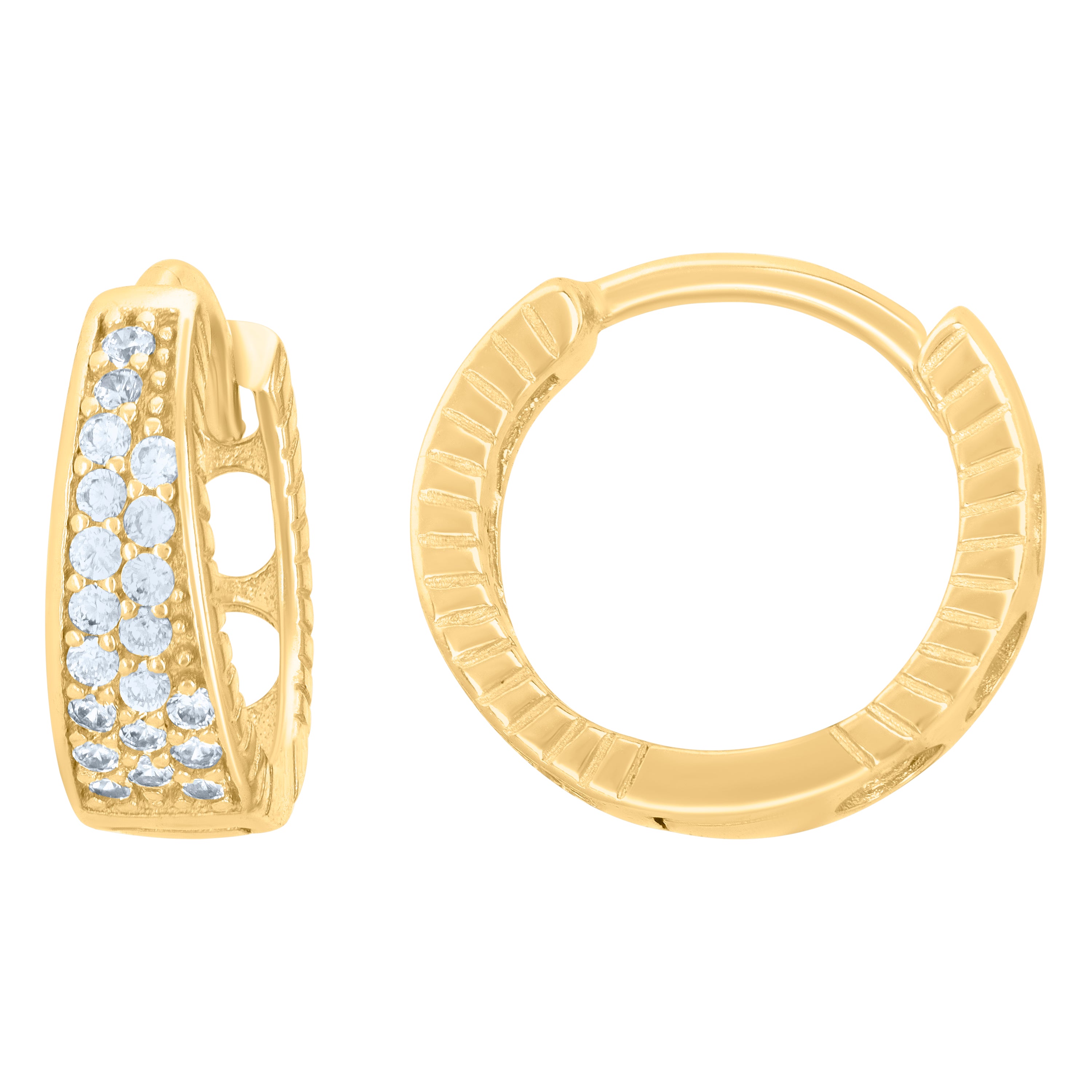 925 Sterling Silver Yellow-Tone Womens Cubic-Zirconia Fashion Endless Hoop Earrings