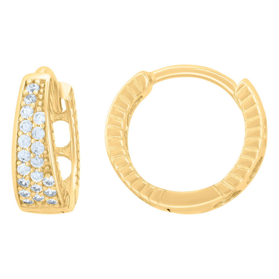 925 Sterling Silver Yellow-Tone Womens Cubic-Zirconia Fashion Endless Hoop Earrings