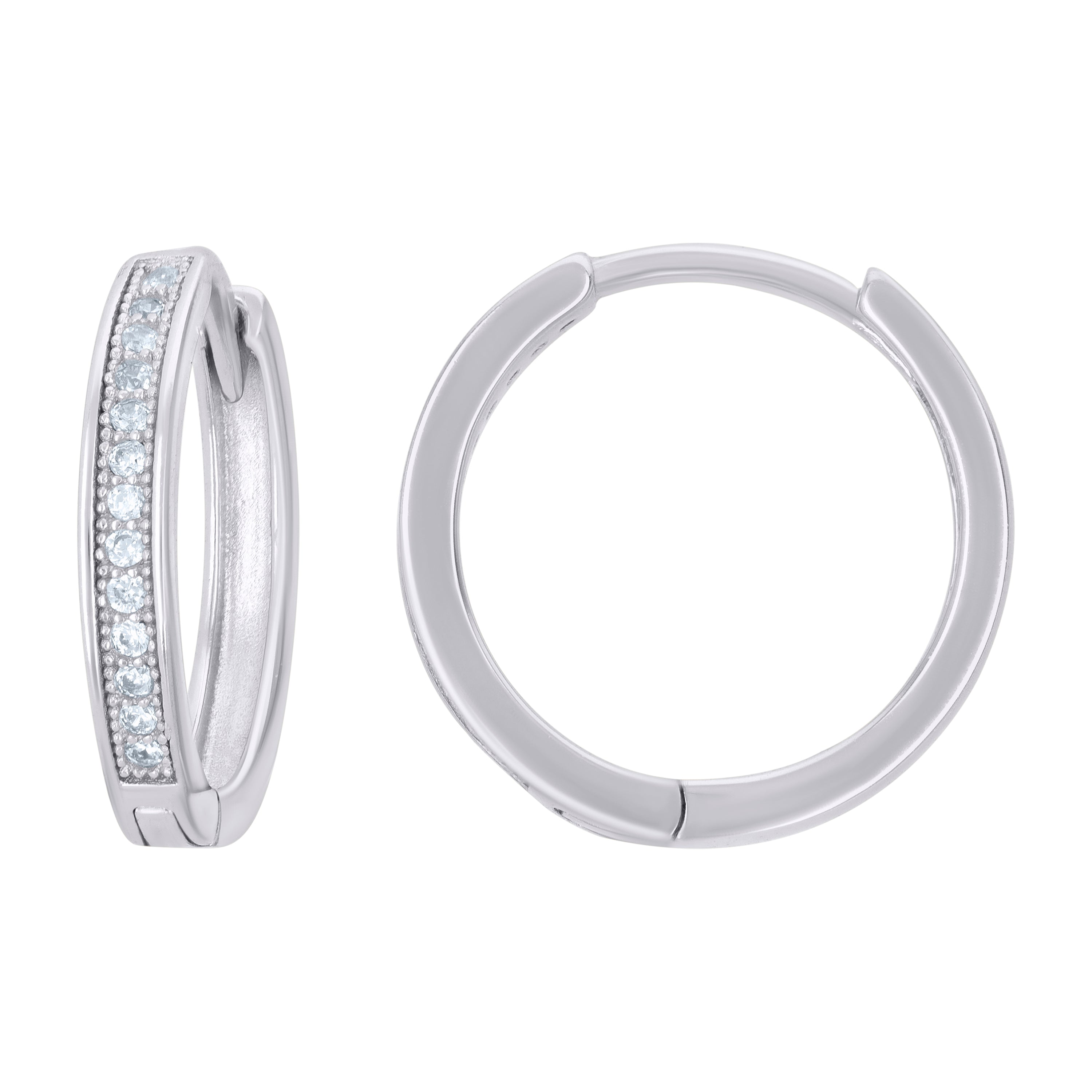 925 Sterling Silver Womens Cubic-Zirconia Single Row Endless Hoop Earrings