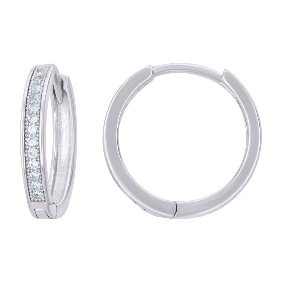 925 Sterling Silver Womens Cubic-Zirconia Single Row Endless Hoop Earrings