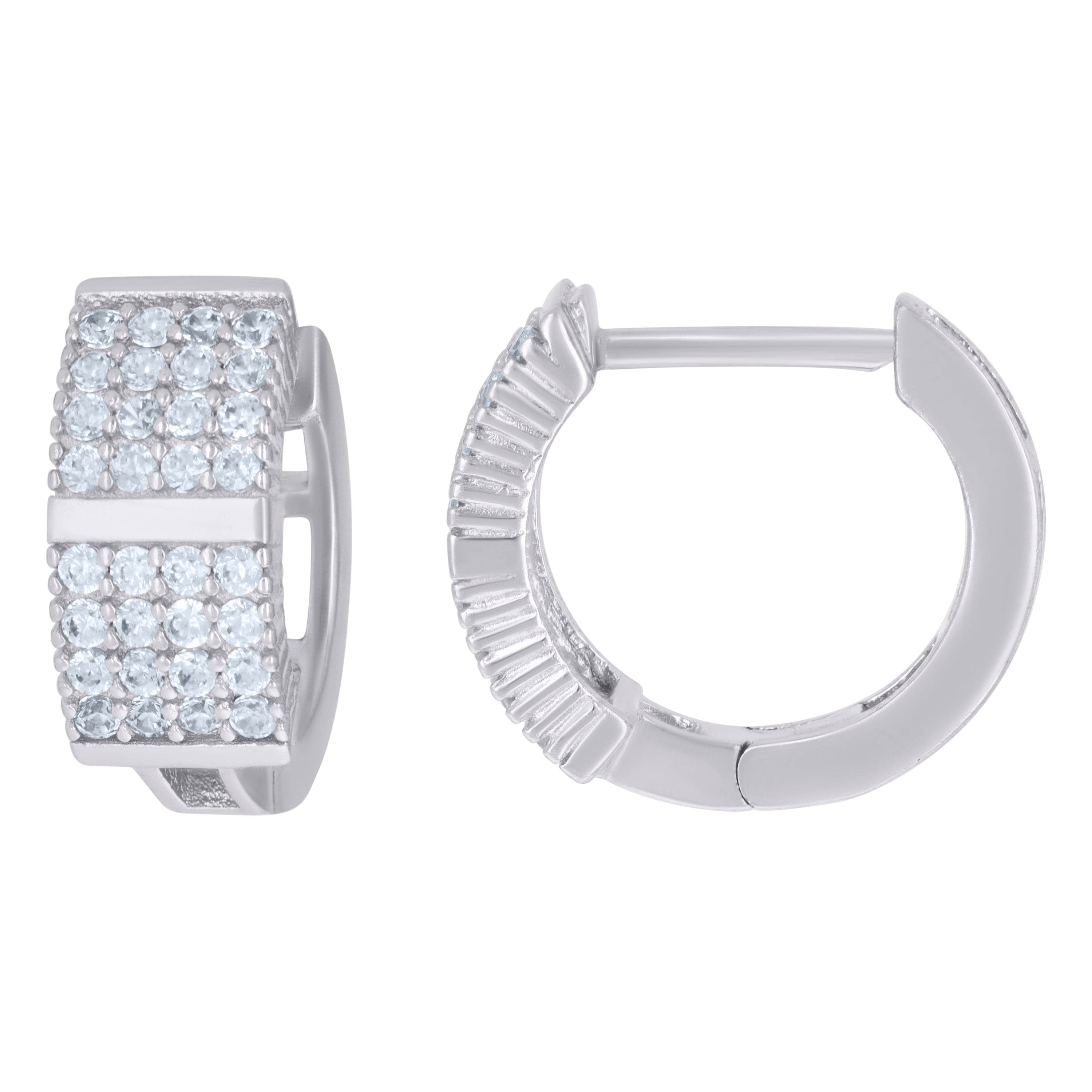 925 Sterling Silver Womens Cubic-Zirconia Four Row Endless Hoop Earrings